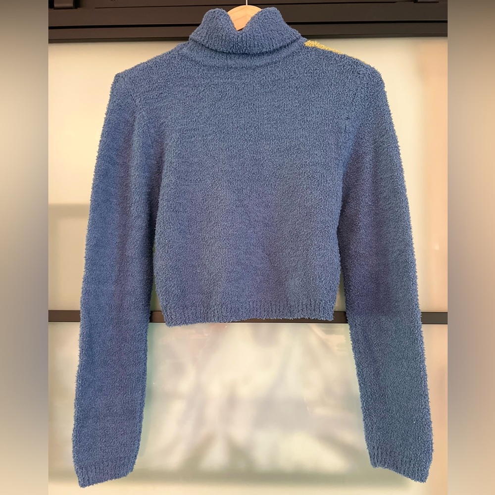 Pretty Garbage Cropped Blue and Green Turtleneck - Size L - Picture 2 of 4